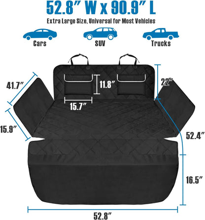 Cargo Liner for SUV, Water Resistant Dog Cargo Cover with Bumper Flap and Side Walls Protector, Non-Slip Backing, Quilted Pet Seat Cover, Large Size Universal Fit, Black