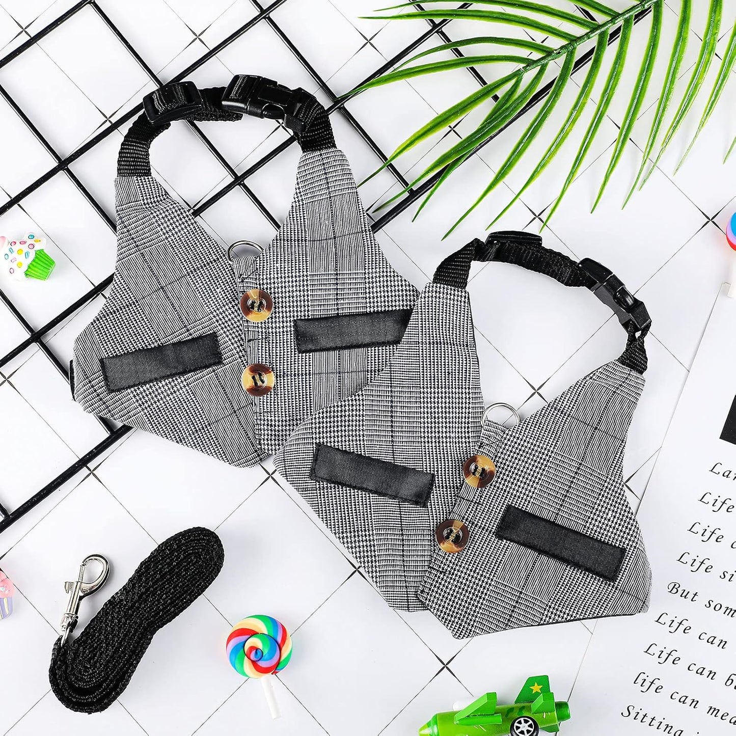 2 Pieces Rabbit Vest Harness and Leash Set Adjustable Formal Suit Style Adjustable Soft Bunny Harness for Bunny Rabbit Kitten Small Animal Walking (Medium)
