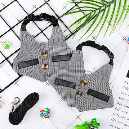 2 Pieces Rabbit Vest Harness and Leash Set Adjustable Formal Suit Style Adjustable Soft Bunny Harness for Bunny Rabbit Kitten Small Animal Walking (Medium)