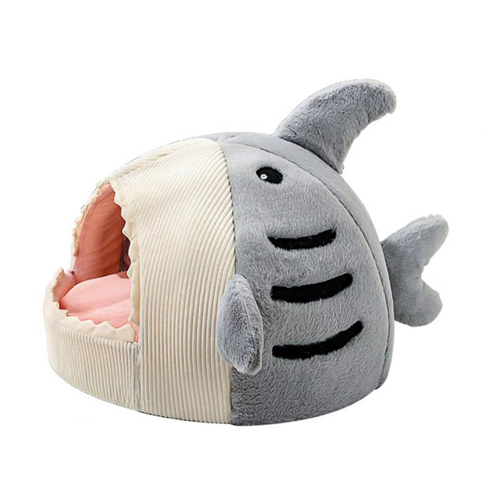 Good Cat Nest Sleeping Bed Pet Bed Cartoon Shark Shape Cozy Washable Dog Mini House Warm