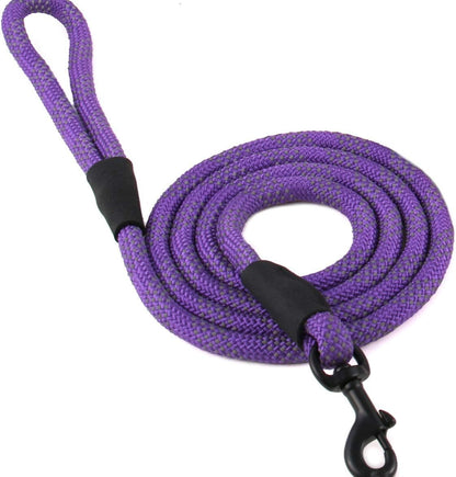 Rope Leash Reflective 6 Foot - We Donate a Leash to a Dog Rescue for Every Leash Sold (Black, 6 FT X 1/2")