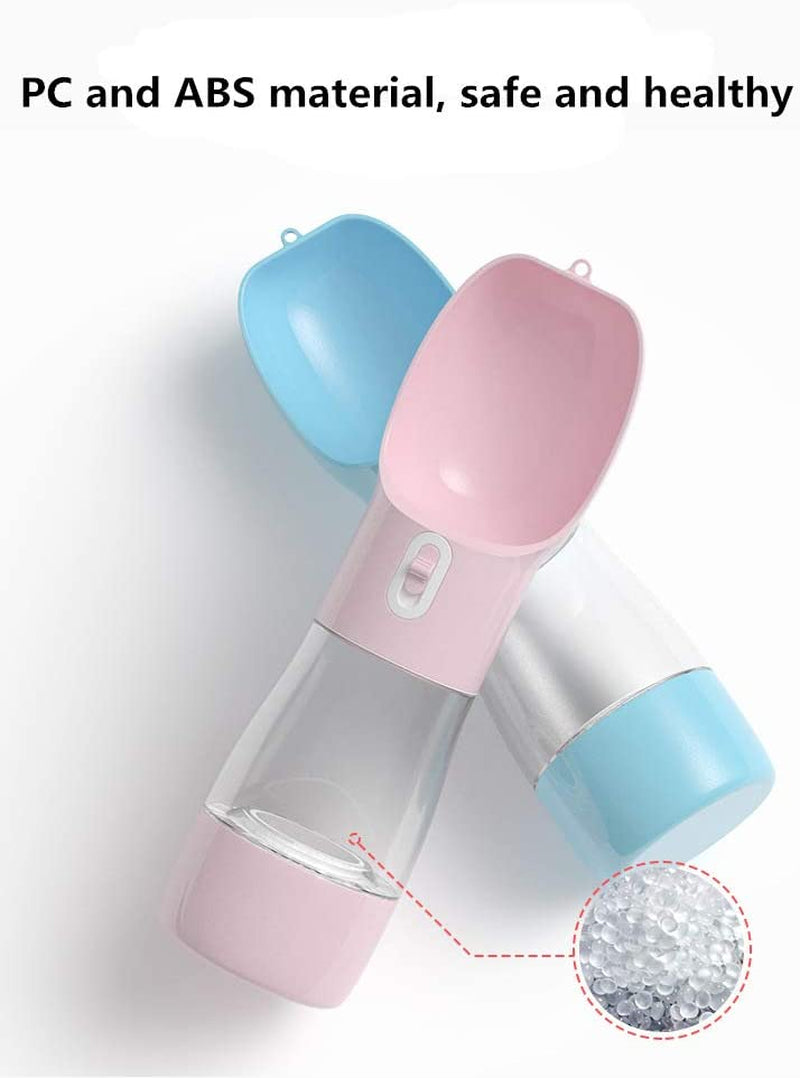 Outdoor Dog Water Bottle Dispenser - Leak Proof Pet Bottle for Dogs on the Go with Food Container Multifunctional Travel Dog Water Bottle（Blue）