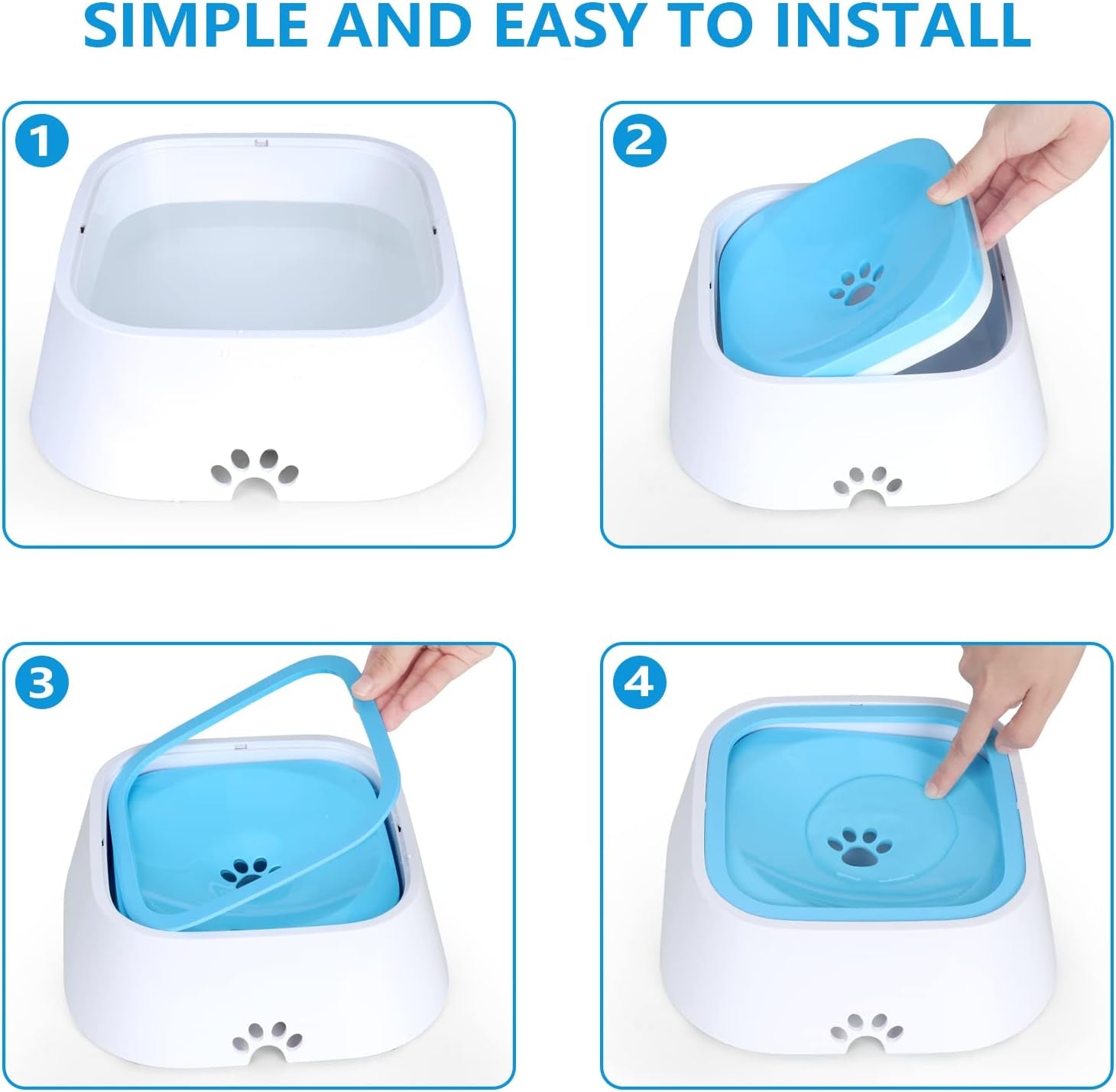Dog Water Bowl, Splash-Free Pet Water Feeder, Vehicle Carried Floating Bowl, No Spill Cat Water Fountain for Car Travel, No-Slip Water Dispenser for Small or Large Breeds (Blue)