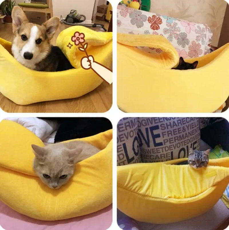 Funny Banana Cat Bed House Cute Cozy Cat Mat Beds Warm Durable Portable Pet Basket Multicolor Kennel Dog Cushion Cat Supplies