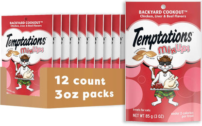 Mixups Backyard Cookout Flavor Crunchy and Soft Cat Treats, 30 Oz. Tub