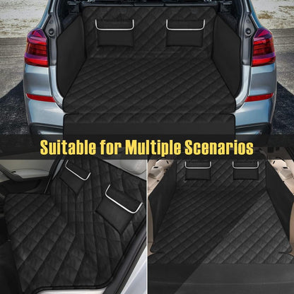 Cargo Liner for SUV, Water Resistant Dog Cargo Cover with Bumper Flap and Side Walls Protector, Non-Slip Backing, Quilted Pet Seat Cover, Large Size Universal Fit, Black