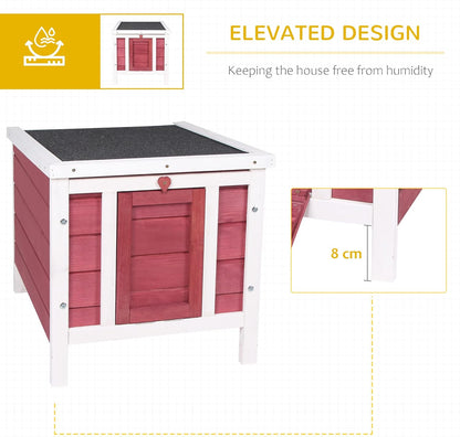 Small Wooden Rabbit Hutch Bunny Cage Guinea Pig Cage Duck House Dog House with Openable & Waterproof Roof, Red