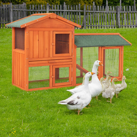 61" L Wooden Chicken Coop Hen House Rabbit Hutch Poultry Cagem, Brown