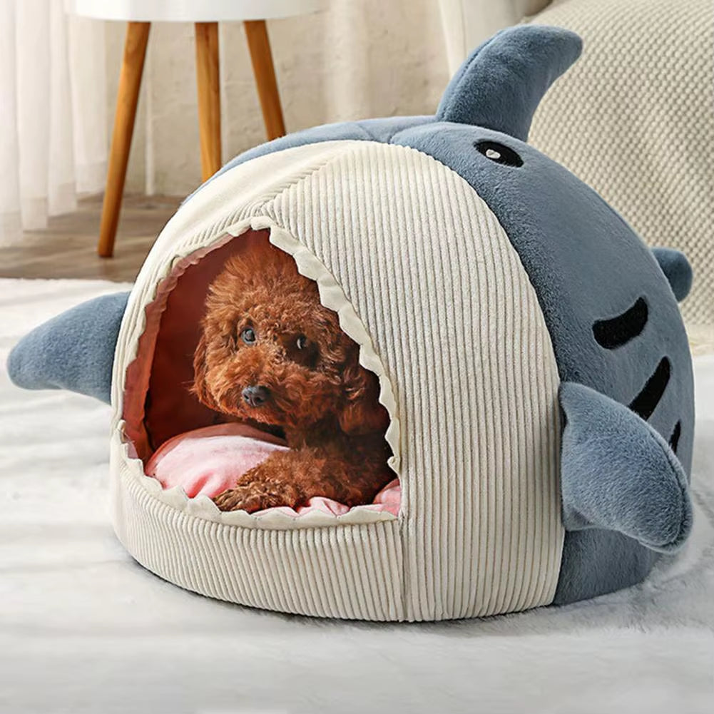 Good Cat Nest Sleeping Bed Pet Bed Cartoon Shark Shape Cozy Washable Dog Mini House Warm