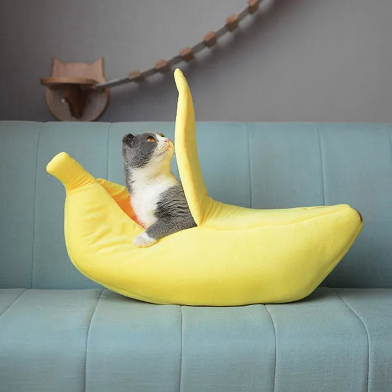 Funny Banana Cat Bed House Cute Cozy Cat Mat Beds Warm Durable Portable Pet Basket Multicolor Kennel Dog Cushion Cat Supplies