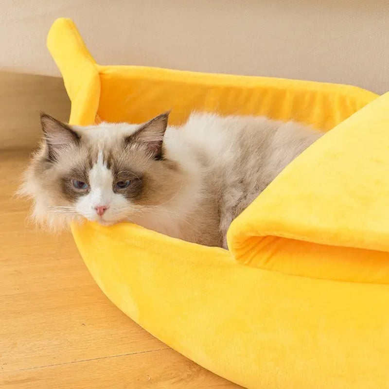 Funny Banana Cat Bed House Cute Cozy Cat Mat Beds Warm Durable Portable Pet Basket Multicolor Kennel Dog Cushion Cat Supplies