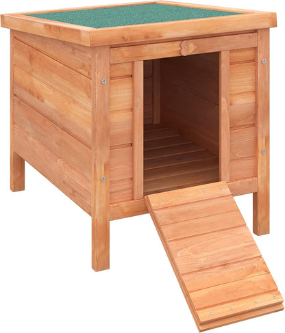 Small Wooden Rabbit Hutch Bunny Cage Guinea Pig Cage Duck House Dog House with Openable & Waterproof Roof, Red