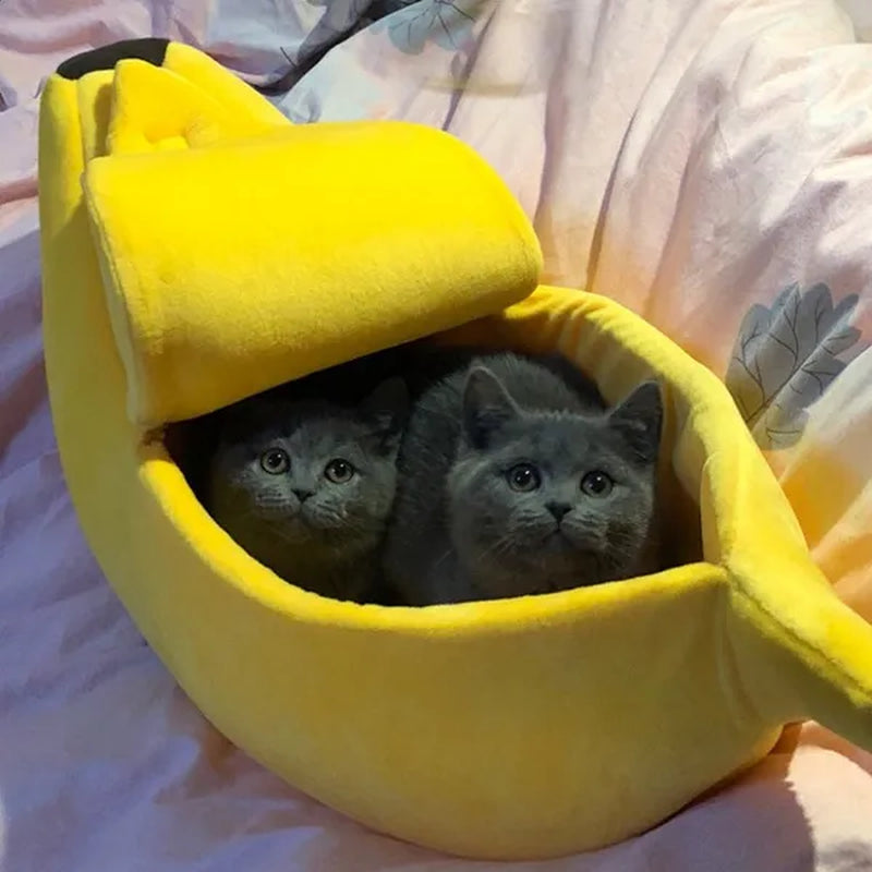 Funny Banana Cat Bed House Cute Cozy Cat Mat Beds Warm Durable Portable Pet Basket Multicolor Kennel Dog Cushion Cat Supplies