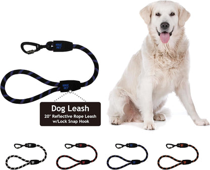 Kruz Short Traffic Leash - KZROPE5020-S8L - Soft Silicone Grip - Click & Lock Snap - Heavy-Duty Reflective Dog Rope for Security, Safety and Control - Walking, Running, Training - Orange - 1/2" X 20"