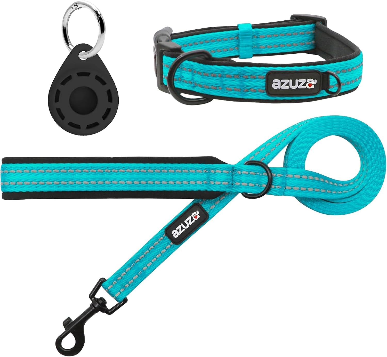 Durable Padded Dog Leash and Collar Set,Reflective Strip Extra Safe and Comfy for Large Dogs, Orange