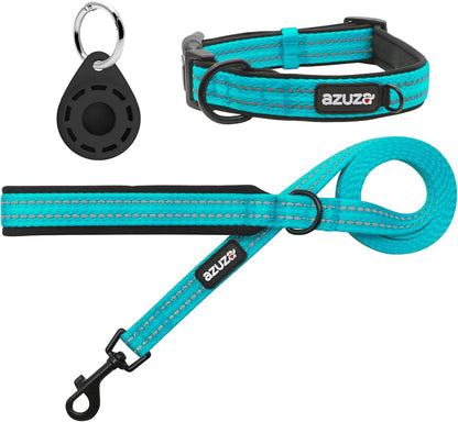 Durable Padded Dog Leash and Collar Set,Reflective Strip Extra Safe and Comfy for Large Dogs, Orange
