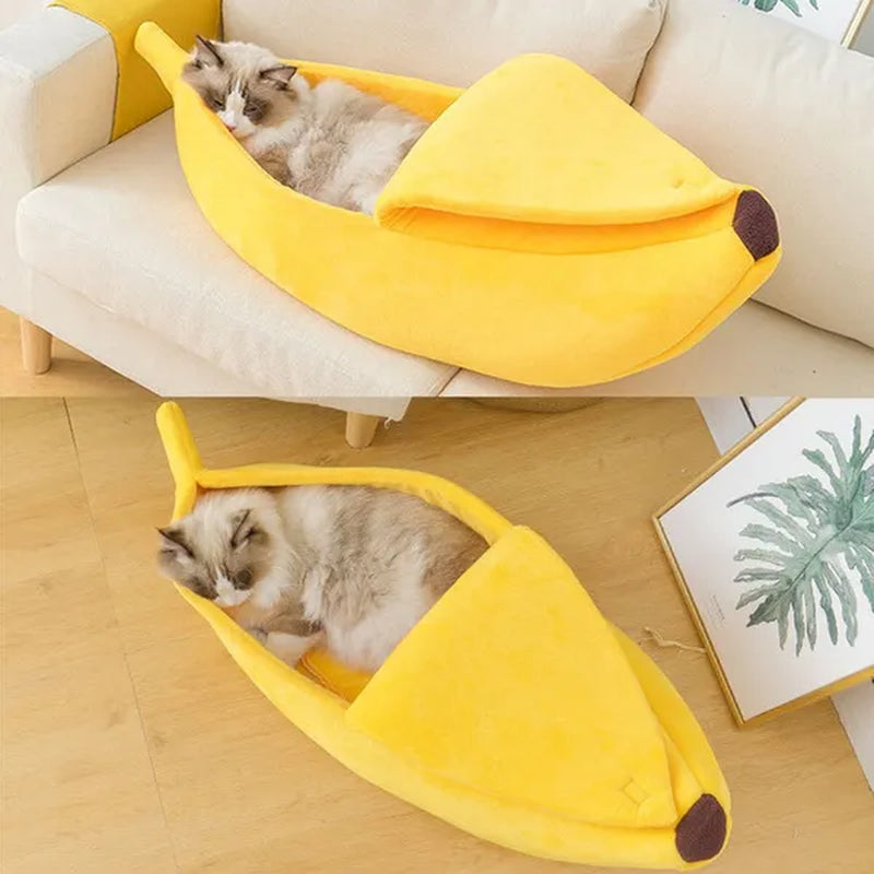 Funny Banana Cat Bed House Cute Cozy Cat Mat Beds Warm Durable Portable Pet Basket Multicolor Kennel Dog Cushion Cat Supplies