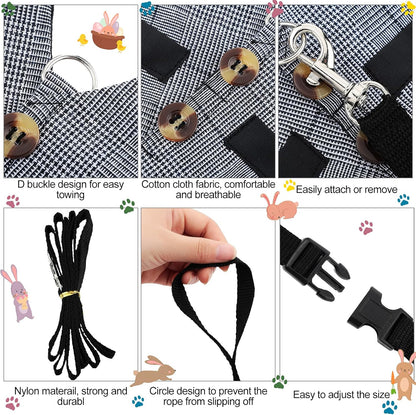 2 Pieces Rabbit Vest Harness and Leash Set Adjustable Formal Suit Style Adjustable Soft Bunny Harness for Bunny Rabbit Kitten Small Animal Walking (Medium)