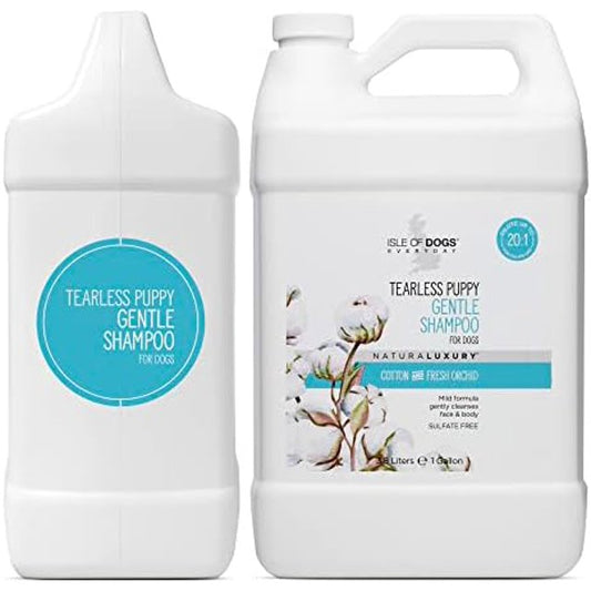 - Everyday Natural Luxury Tearless Puppy Shampoo - Cotton + Fresh Orchid - Sulfate & Paraben Free Formula - Gentle Pet Shampoo for Dogs of All Ages & Coat Types - Made in the USA - 1 Gal, (823-Gal)