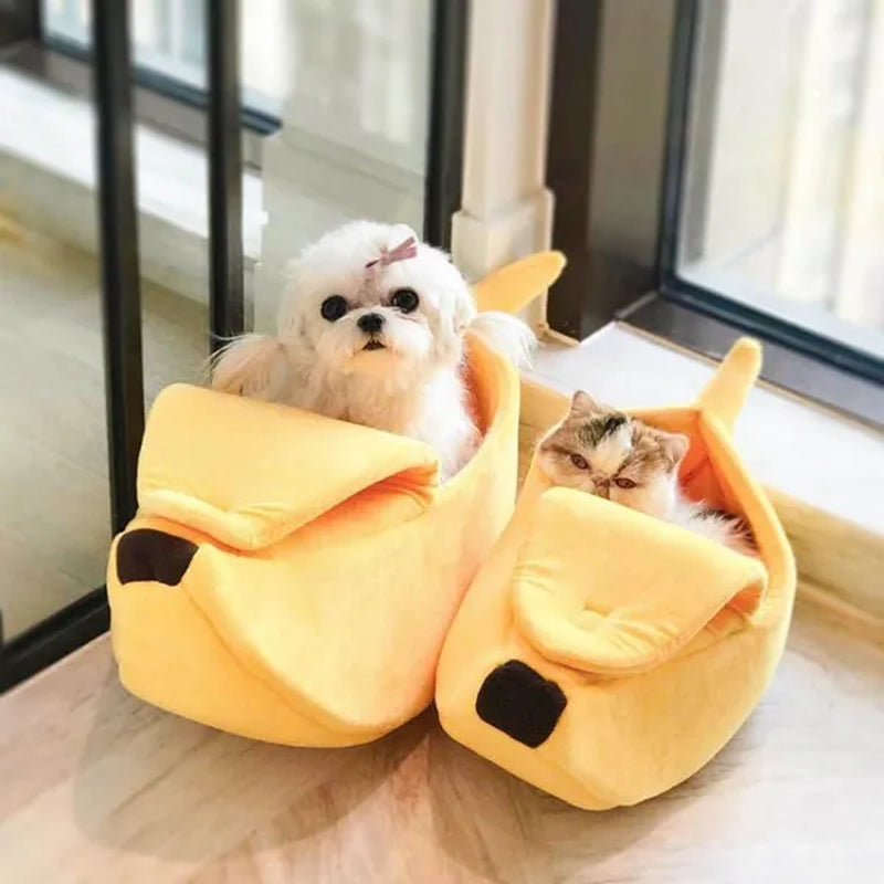 Funny Banana Cat Bed House Cute Cozy Cat Mat Beds Warm Durable Portable Pet Basket Multicolor Kennel Dog Cushion Cat Supplies