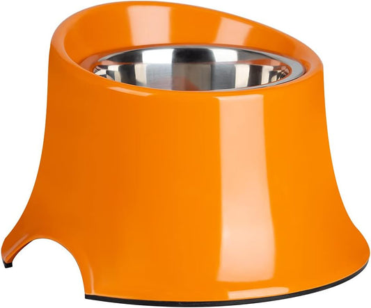 Elevated Dog Bowl Raised Dog Feeder for Food and Water, Non Spill Edges & Non Skid Sturdy Melamine Stand, Reduce Neck Stress, Less Regurgitating and Vomiting 4 Cup Orange