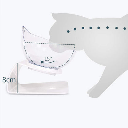 Cat Bowls,15°Tilted Cat Food Bowl Double Cat Dishes, Cat Feeder Cat Feeding Bowl Raised with Stand, Cat Food Water Bowl for Cats and Small Dog